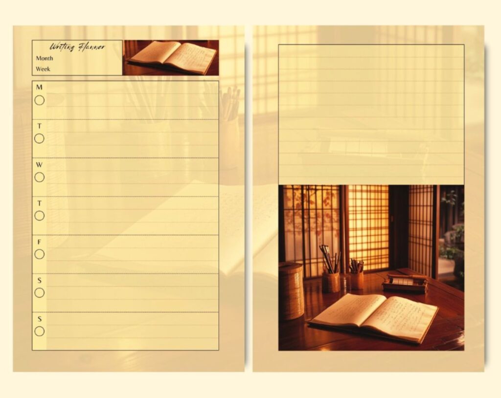 Writing planner layout