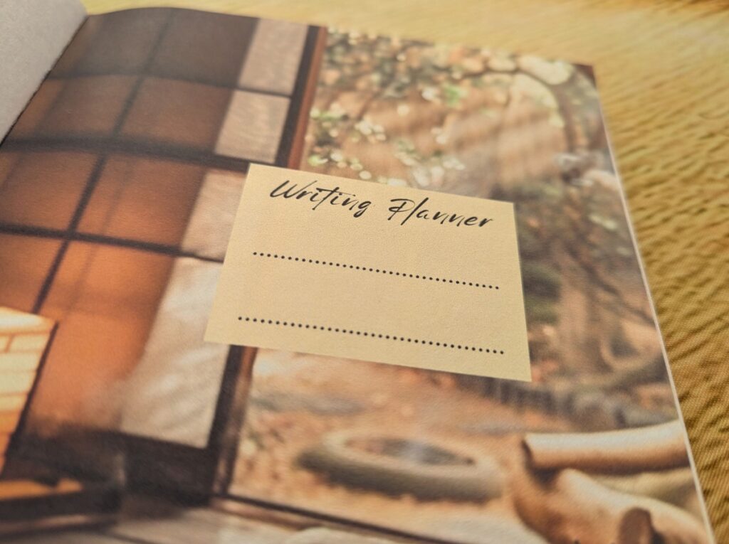 Writing planner page one